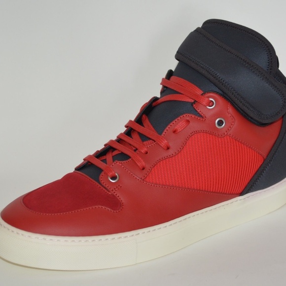 NWT BALENCIAGA MENS NEOPRENE STRAP HITOP LEATHER SNEAKERS - Picture 1 of 10